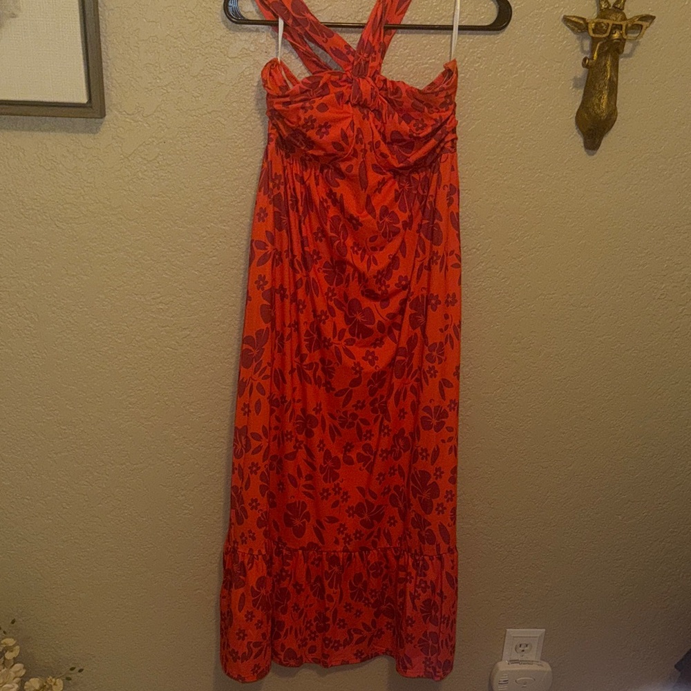 Floral Red Halter Dress Grace Karen